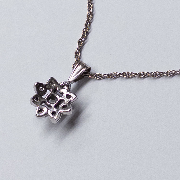 14K White Gold and Diamond Pendant Necklace