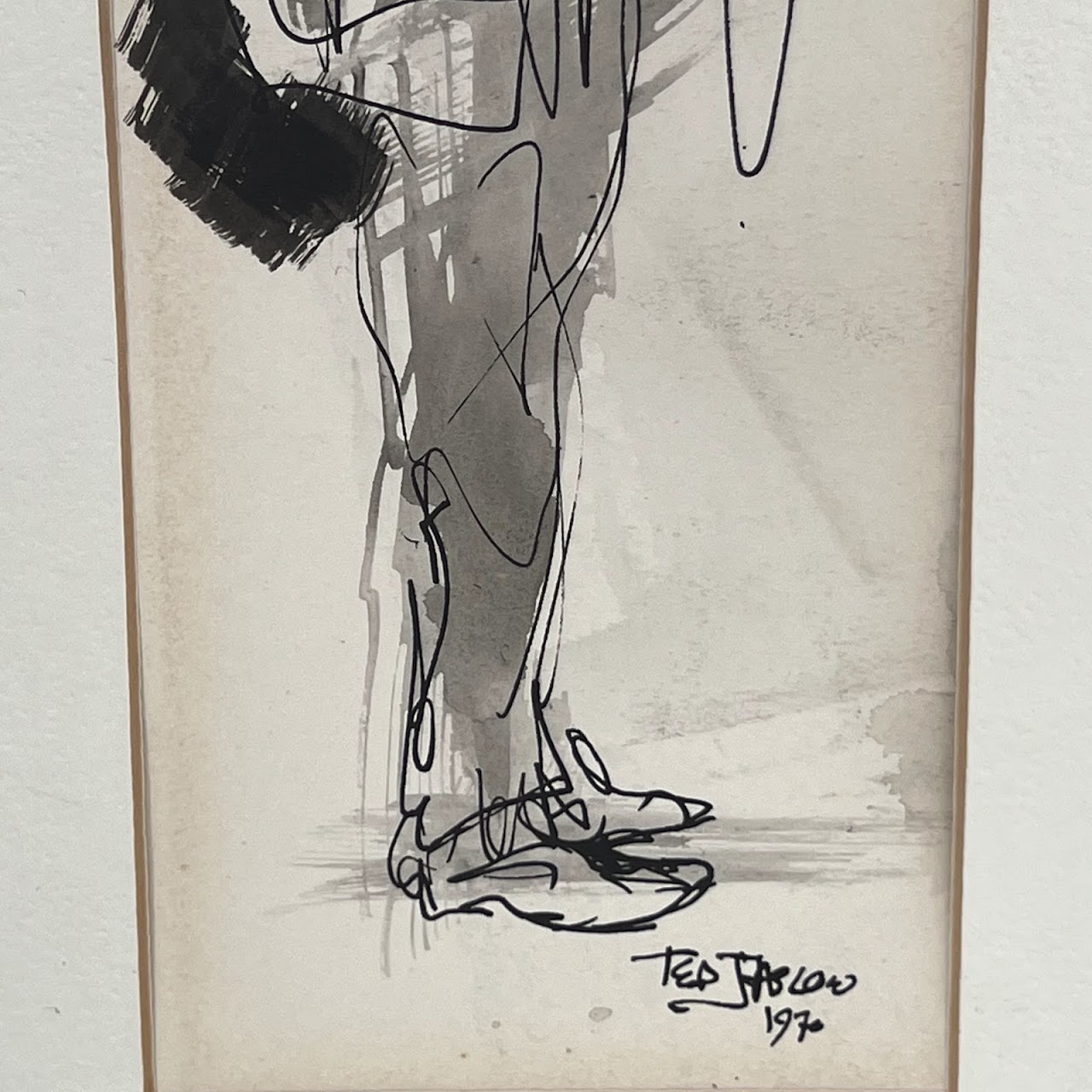 Ted Jaslow Signed Ink Figural Drawing, 1970