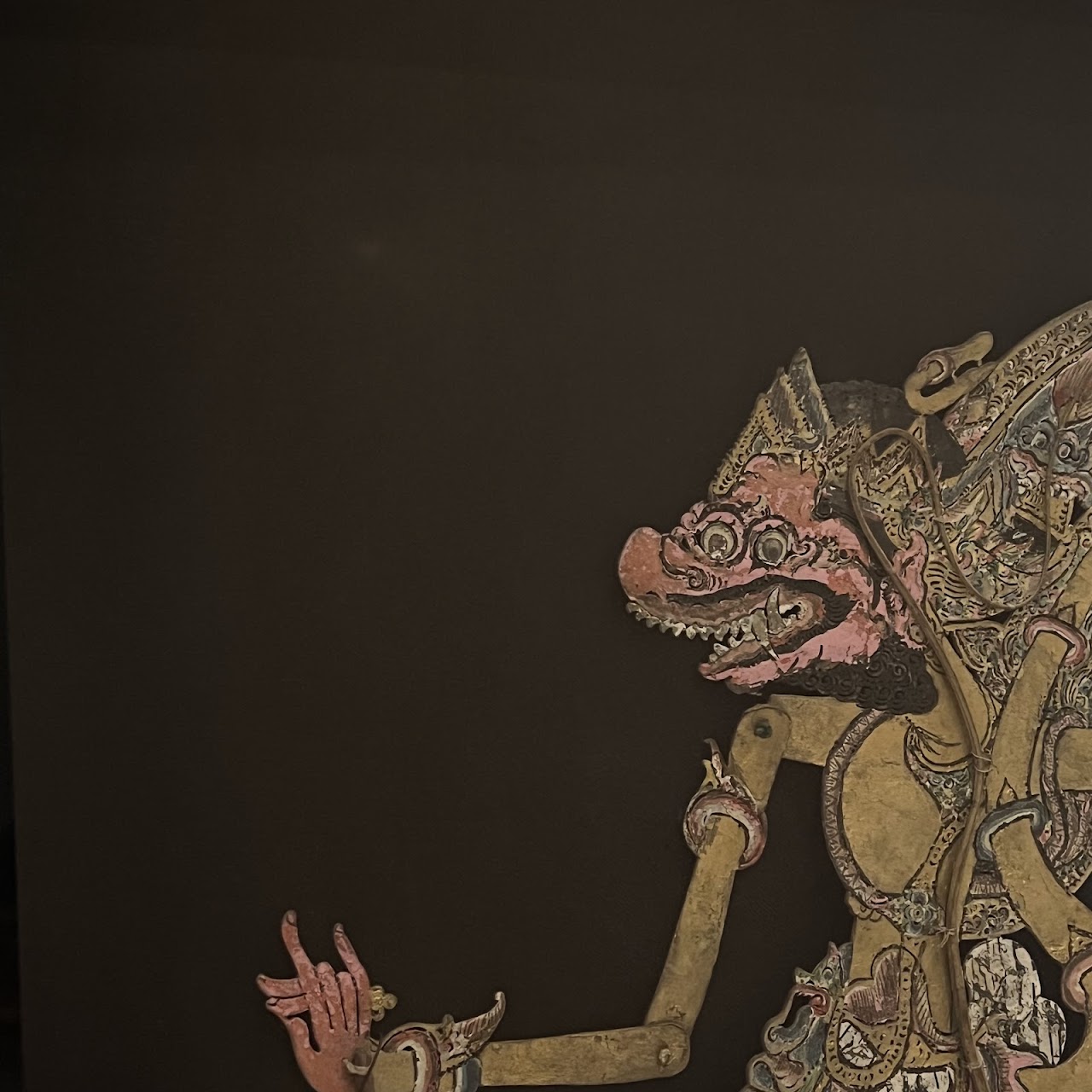 Indonesian 1934 Wayang Kulik LARGE Framed Shadow Puppet