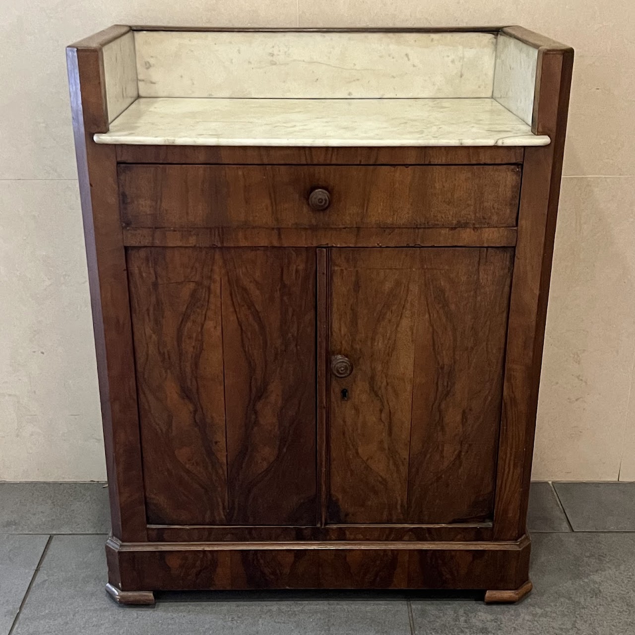 Victorian Walnut Marble Top Dry Sink