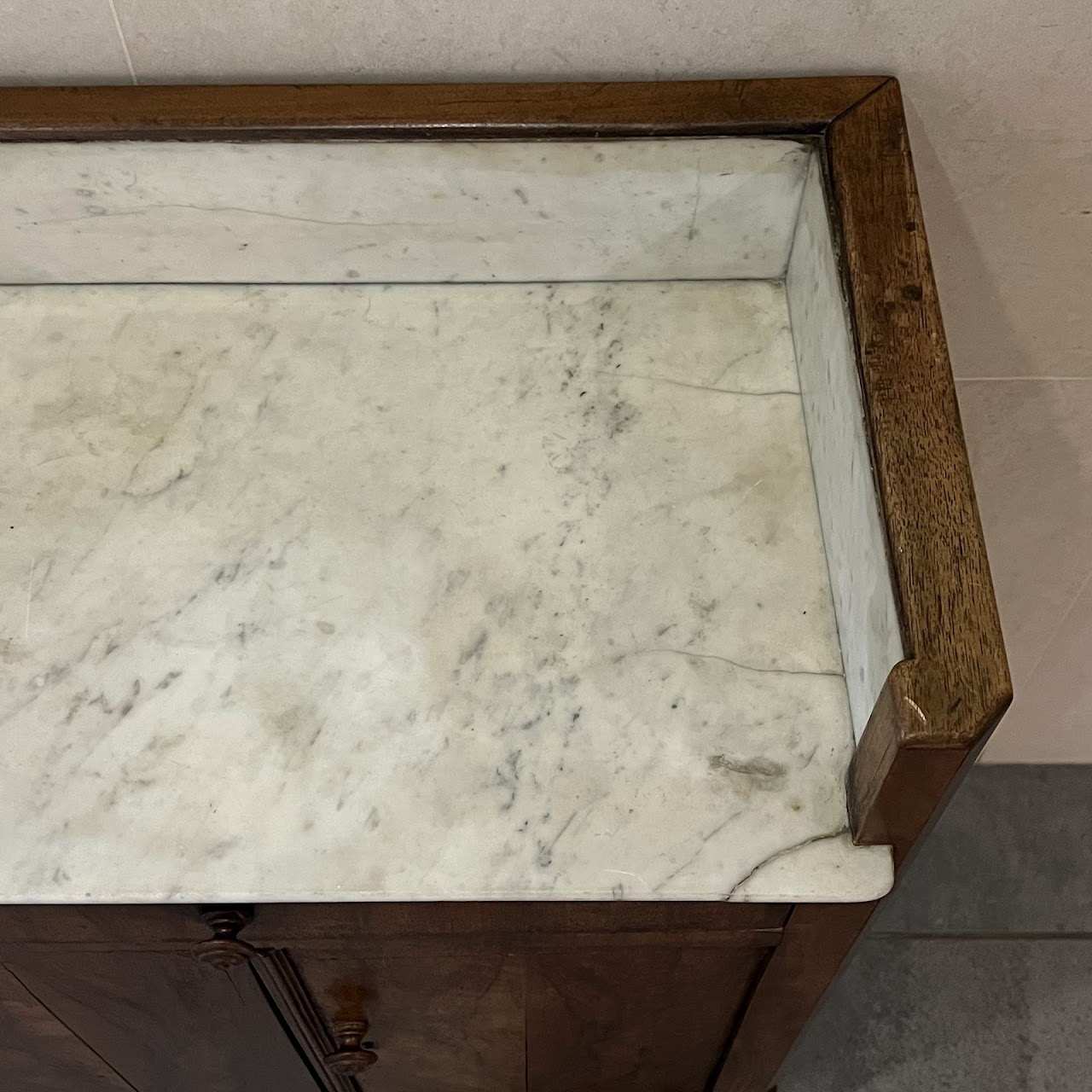 Victorian Walnut Marble Top Dry Sink