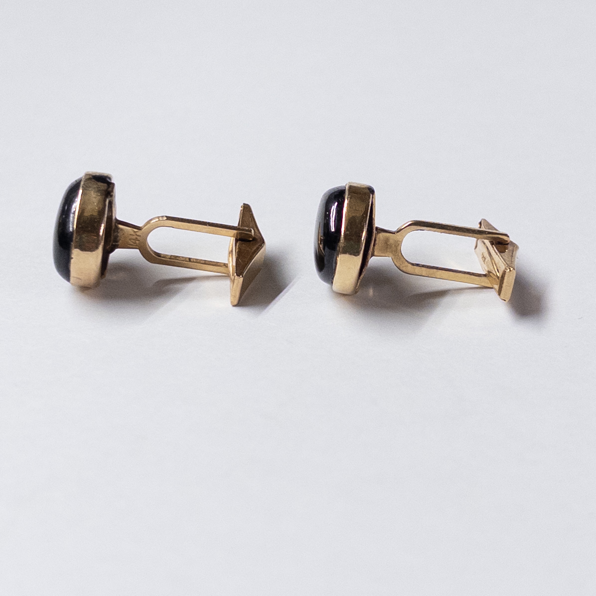 14K Gold and Chatoyant Stone Cufflinks and Shirt Studs Lot