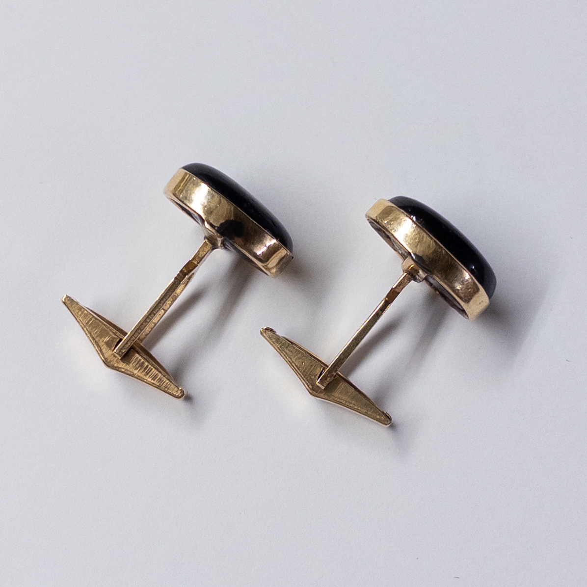 14K Gold and Chatoyant Stone Cufflinks and Shirt Studs Lot