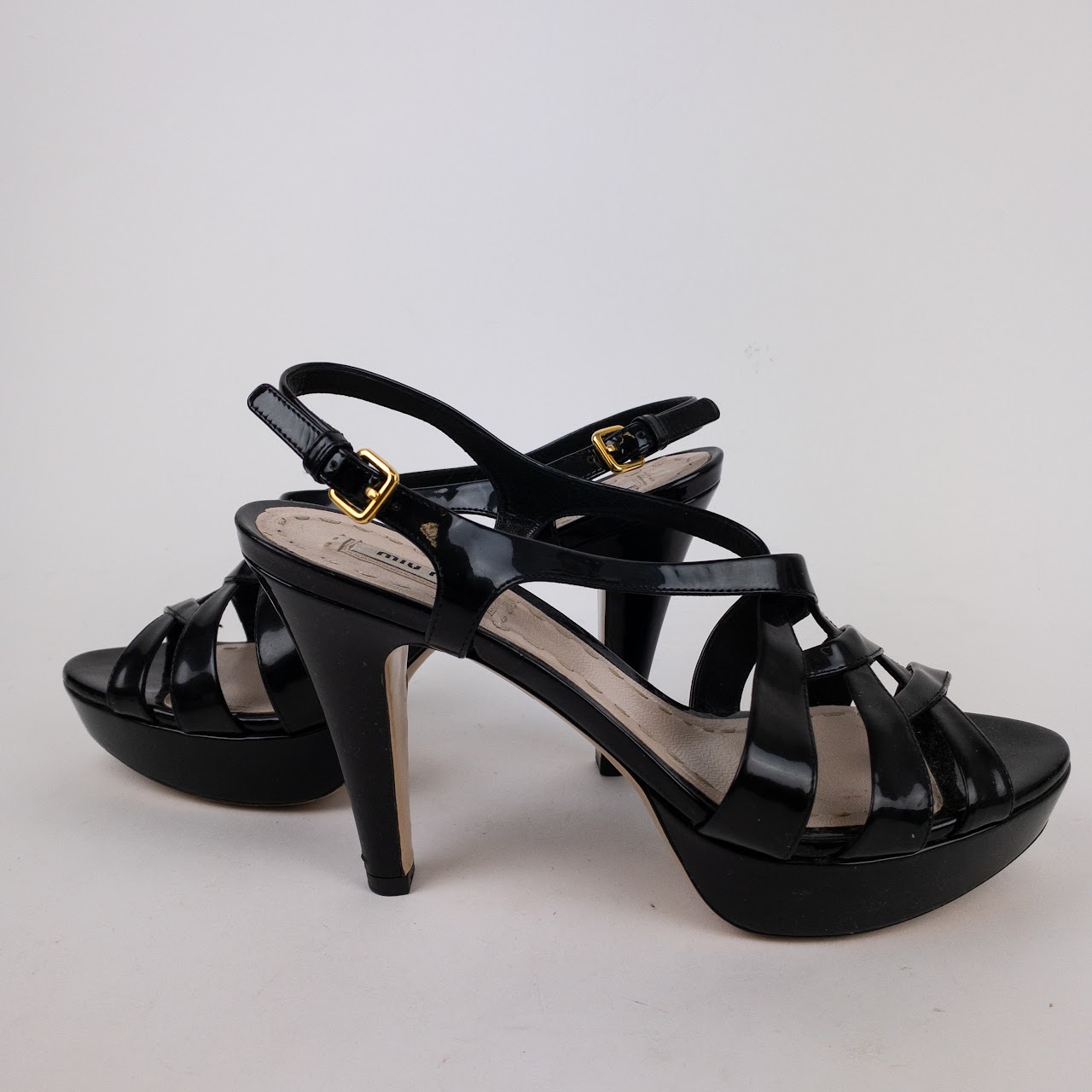 Miu Miu Patent Leather Slingback Sandals