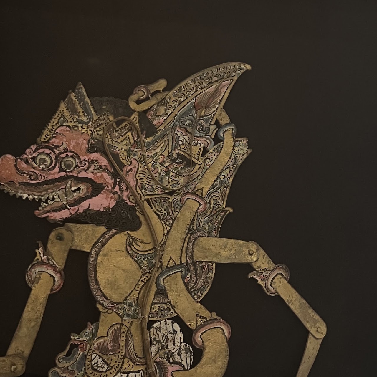 Indonesian 1934 Wayang Kulik LARGE Framed Shadow Puppet