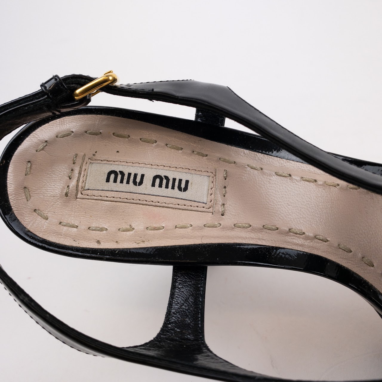 Miu Miu Patent Leather Slingback Sandals