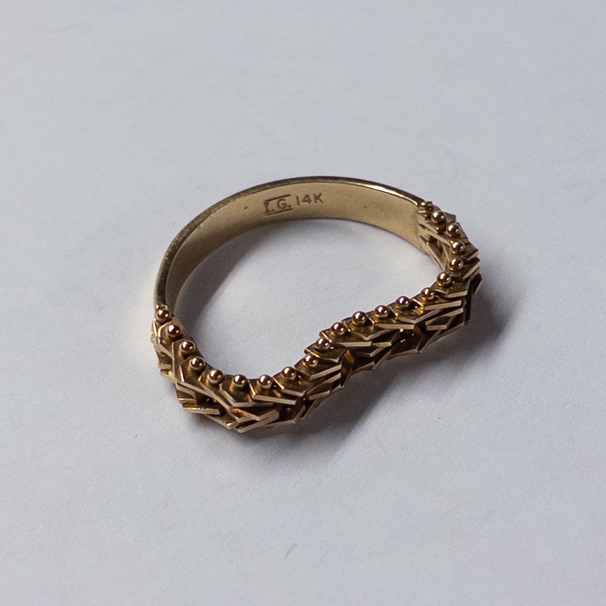 14K Gold Half Mesh Ring