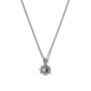 14K White Gold and Diamond Pendant Necklace