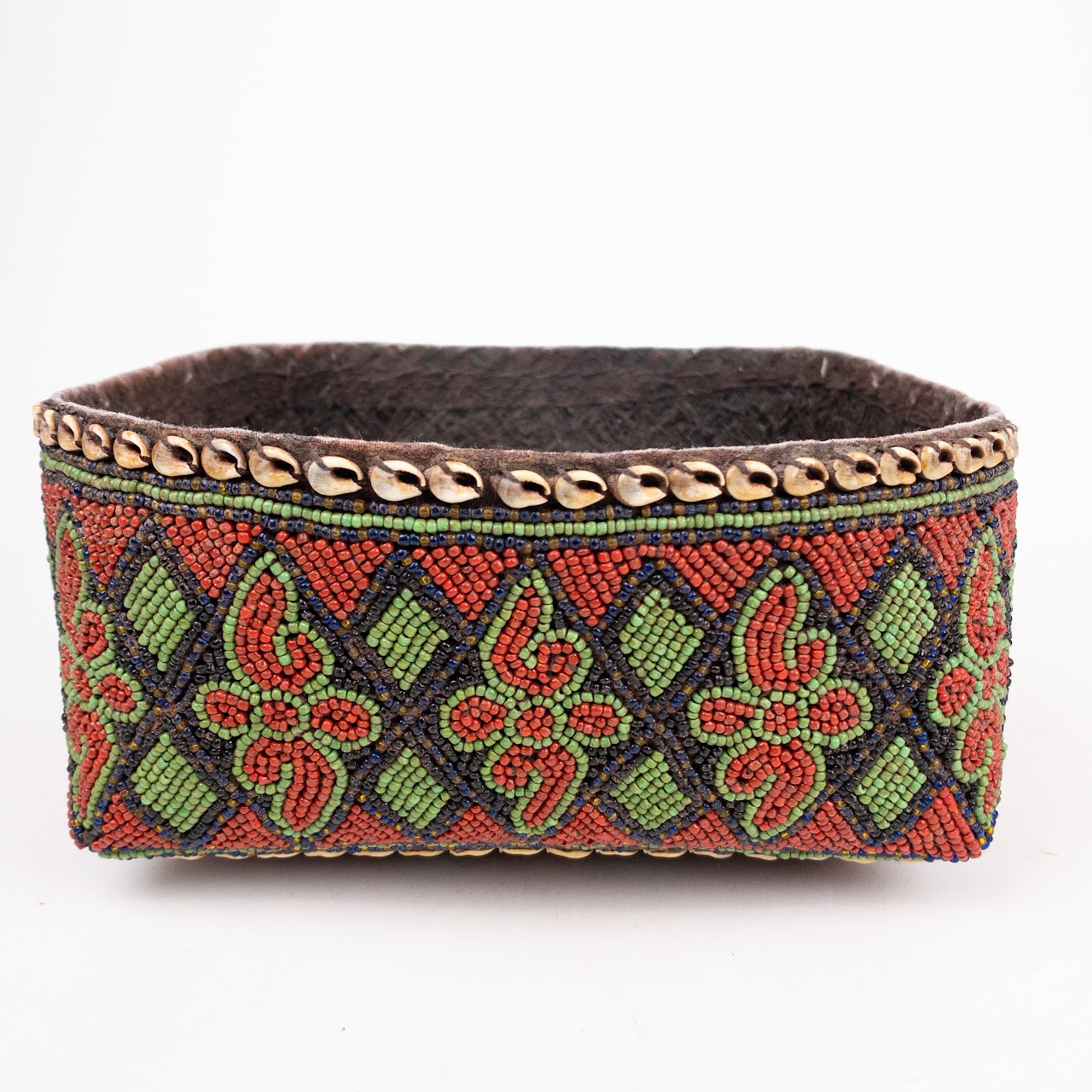 Bamilike African Beaded Basket