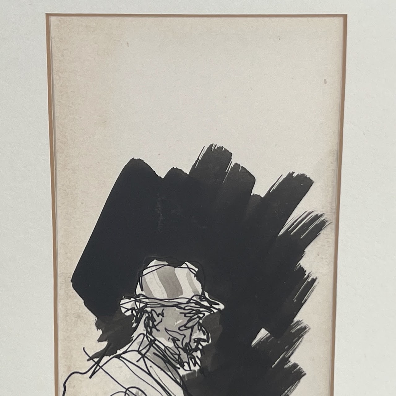 Ted Jaslow Signed Ink Figural Drawing, 1970