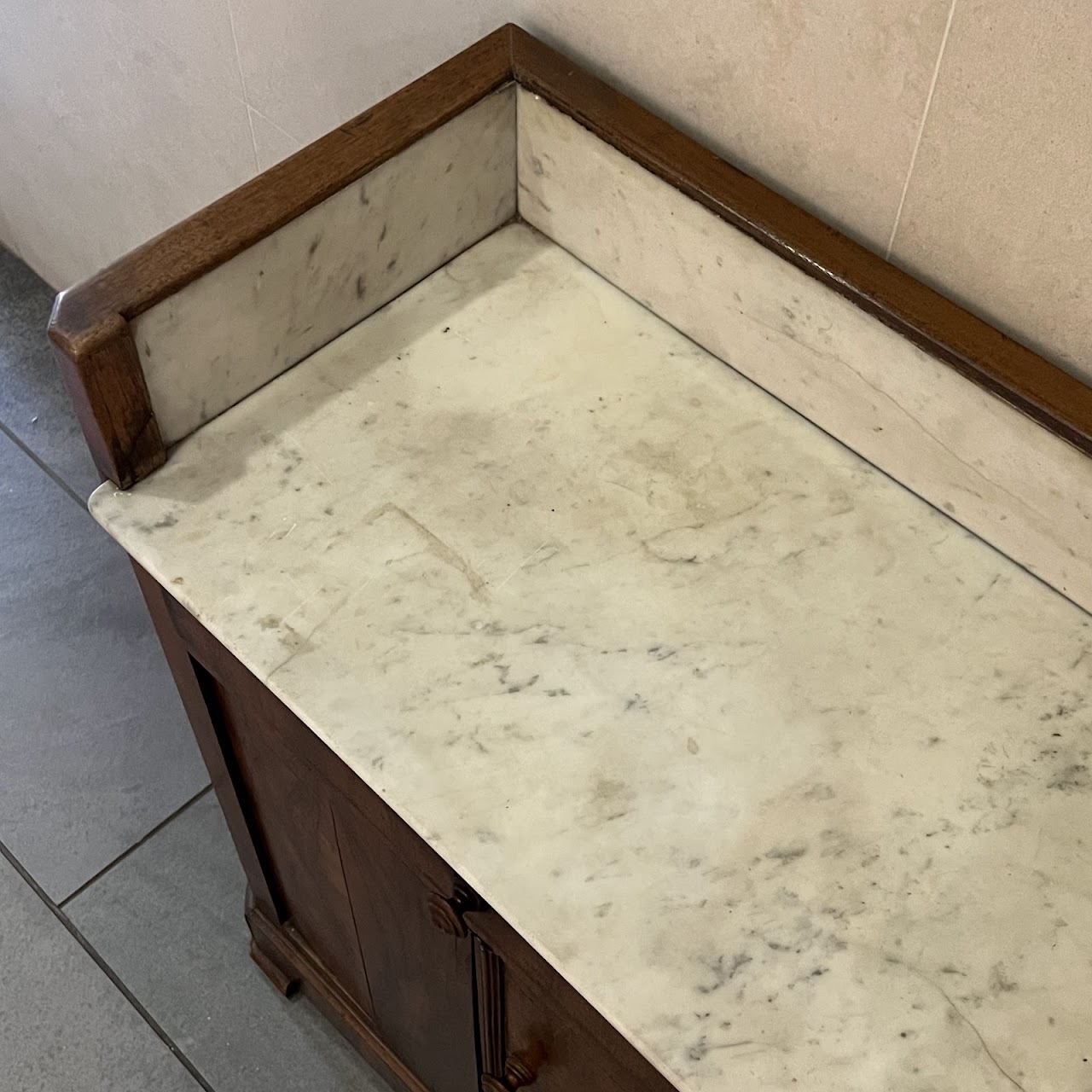 Victorian Walnut Marble Top Dry Sink