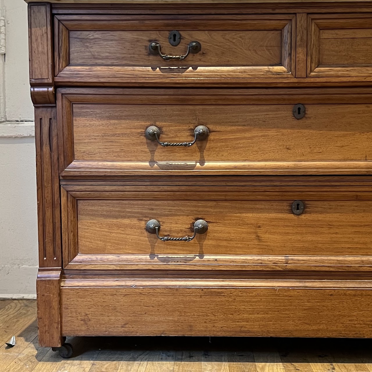 Eastlake Victorian Oak Marble-Top Dresser with Mirror