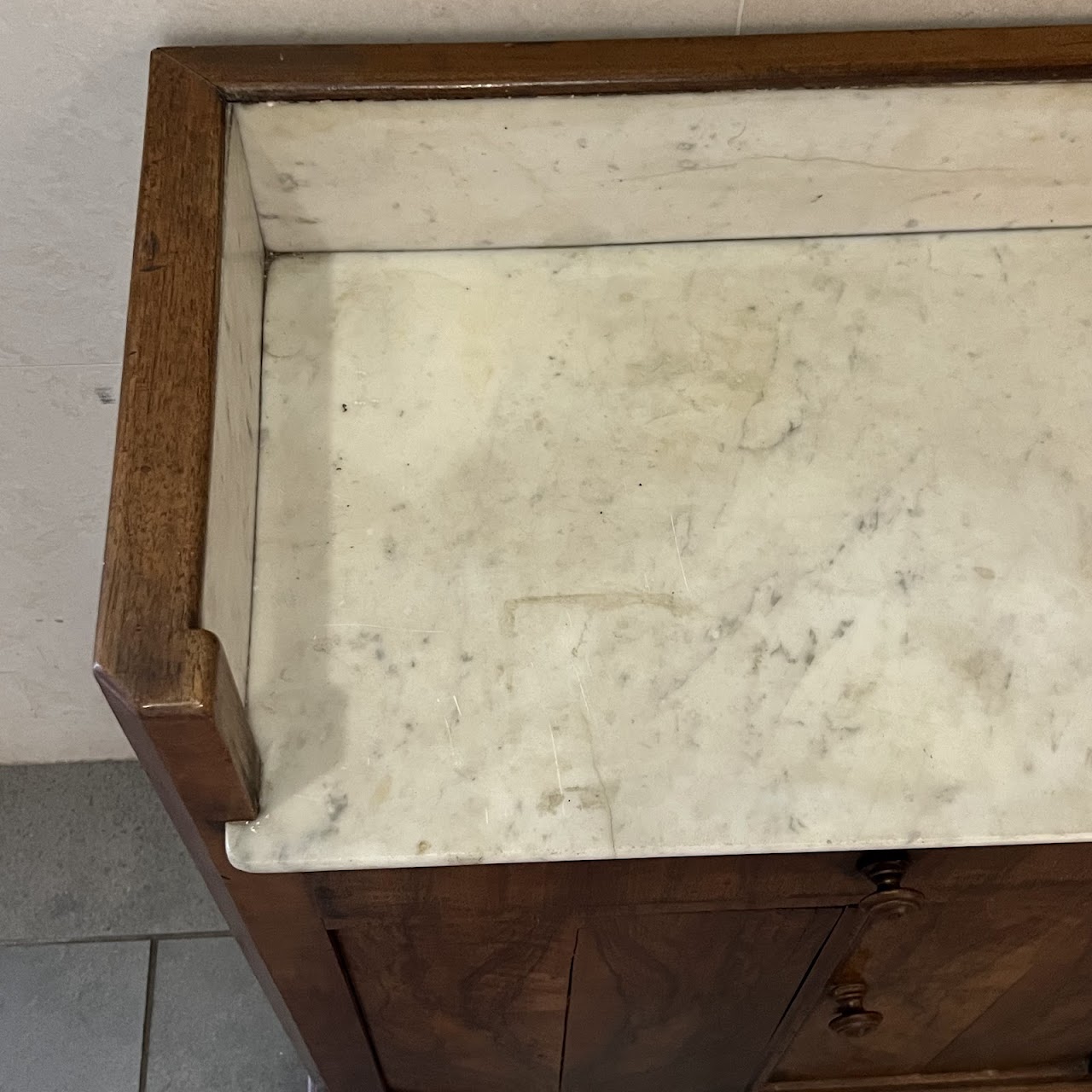 Victorian Walnut Marble Top Dry Sink