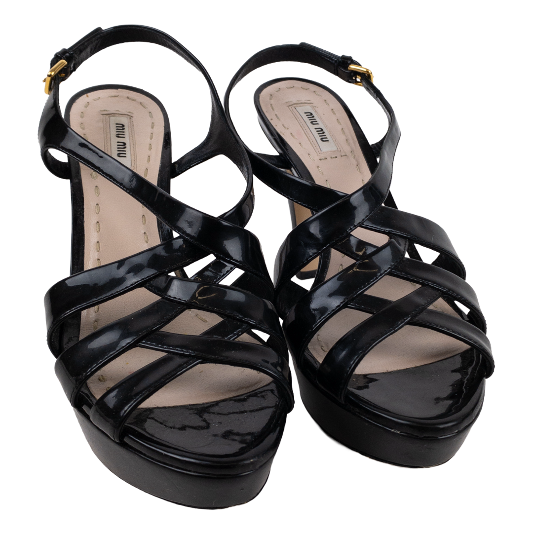 Miu Miu Patent Leather Slingback Sandals