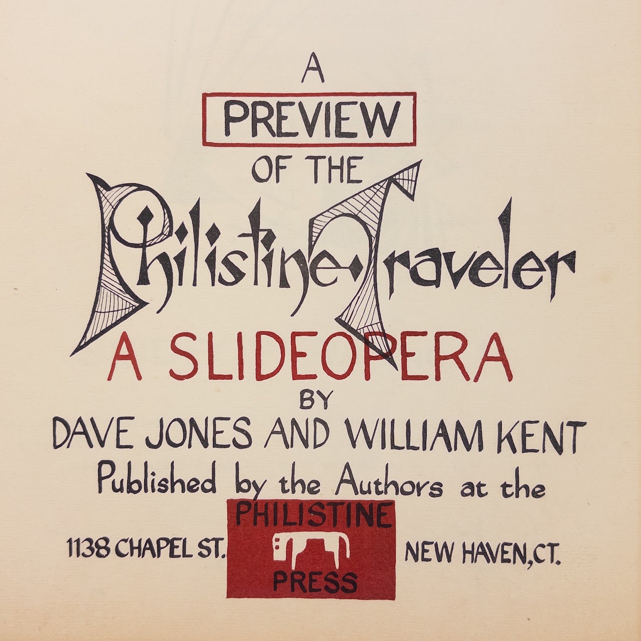 'The Crockett Traveller: A Preview of the Philistine Traveler A Slide Opera' Rare Book by Dave Jones and William Kent