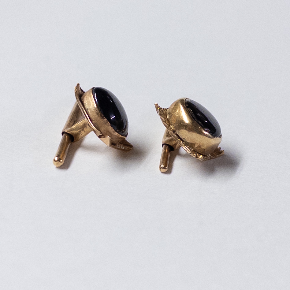 14K Gold and Chatoyant Stone Cufflinks and Shirt Studs Lot