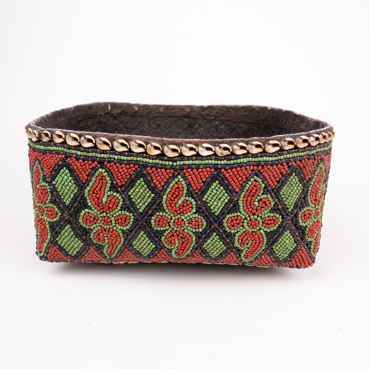 Bamilike African Beaded Basket