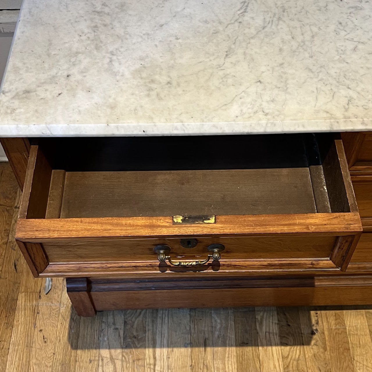 Eastlake Victorian Oak Marble-Top Dresser with Mirror