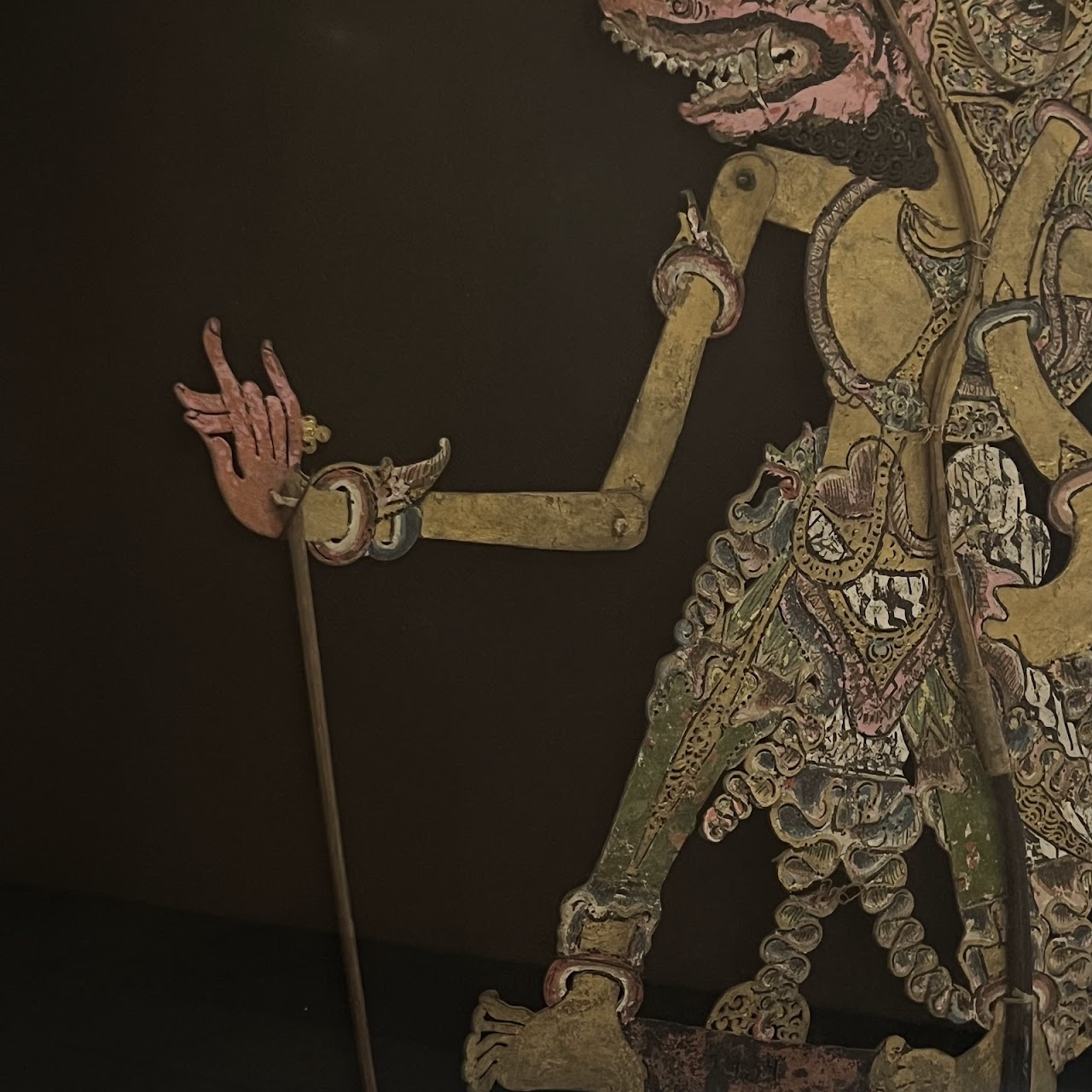 Indonesian 1934 Wayang Kulik LARGE Framed Shadow Puppet