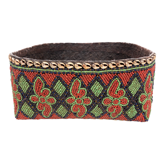 Bamilike African Beaded Basket