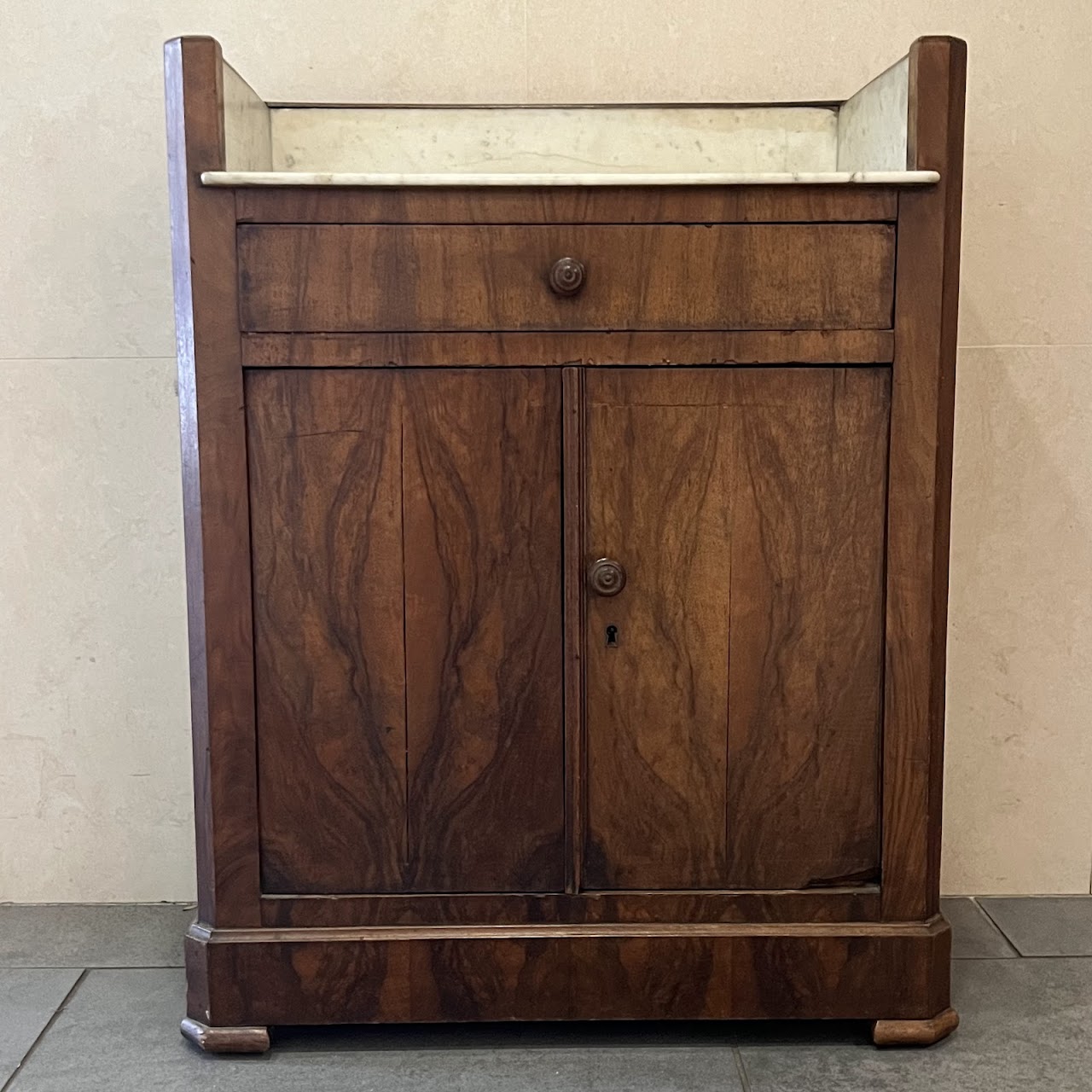 Victorian Walnut Marble Top Dry Sink