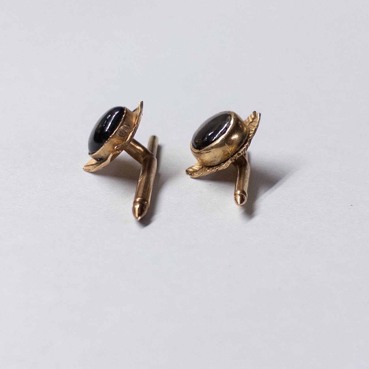 14K Gold and Chatoyant Stone Cufflinks and Shirt Studs Lot