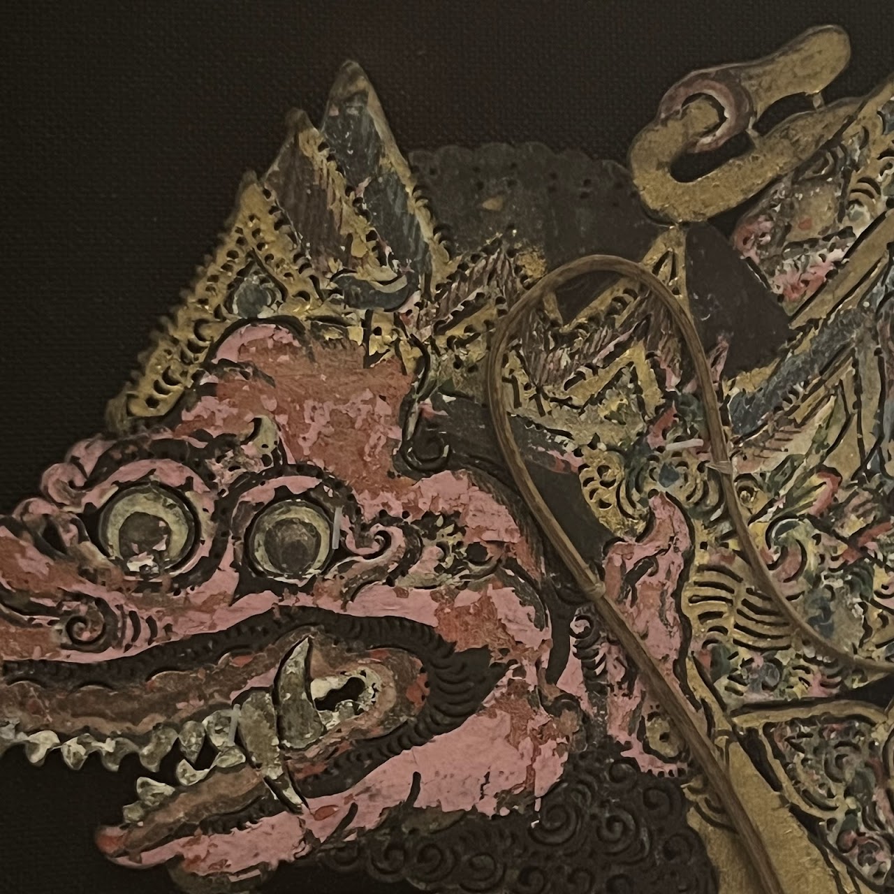 Indonesian 1934 Wayang Kulik LARGE Framed Shadow Puppet