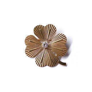 14K Gold and Diamond Four-Leaf Clover Brooch