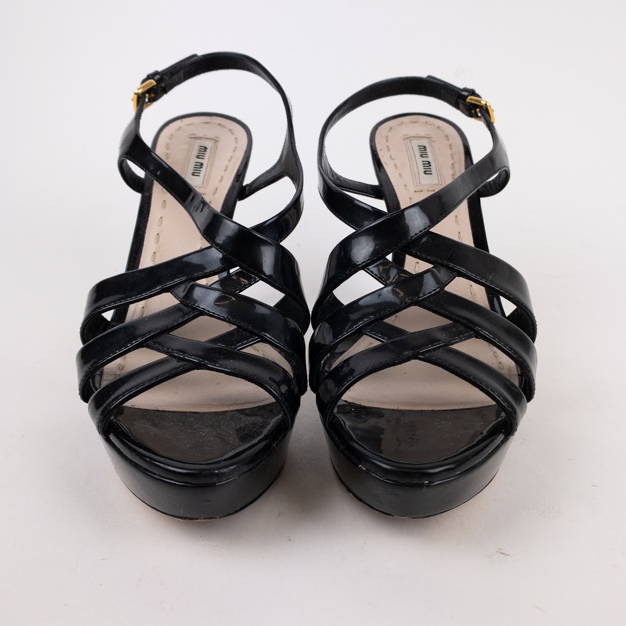 Miu Miu Patent Leather Slingback Sandals