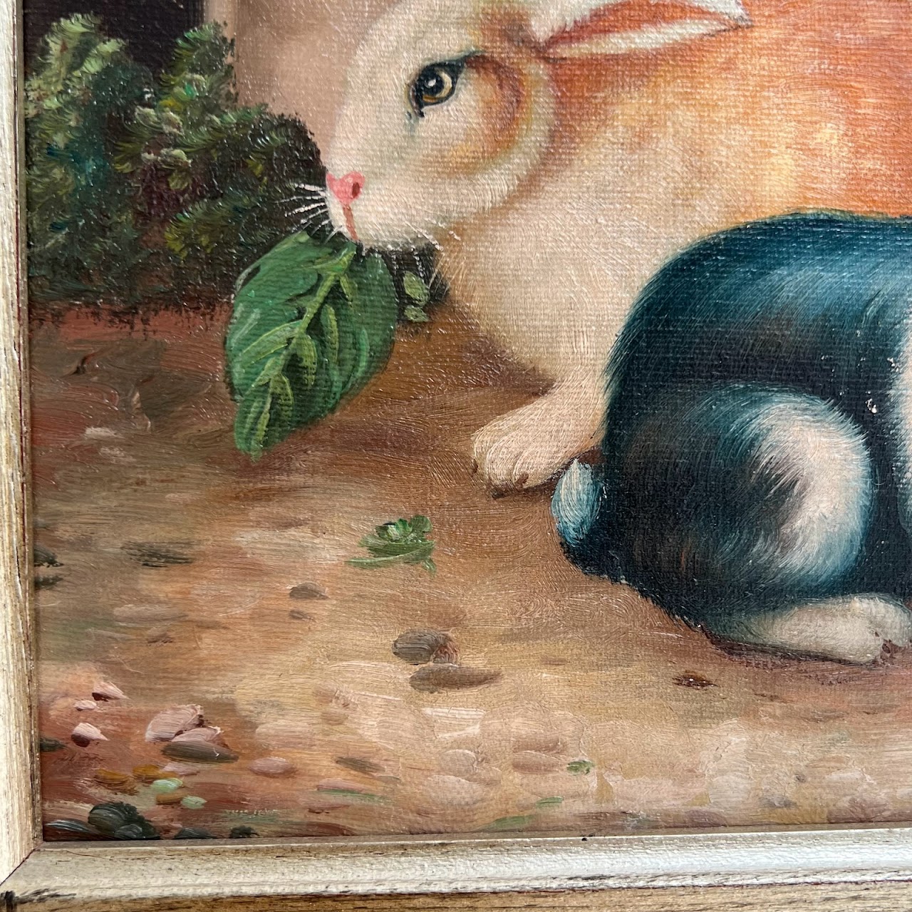 20th C. Signed Bunny Oil Painting