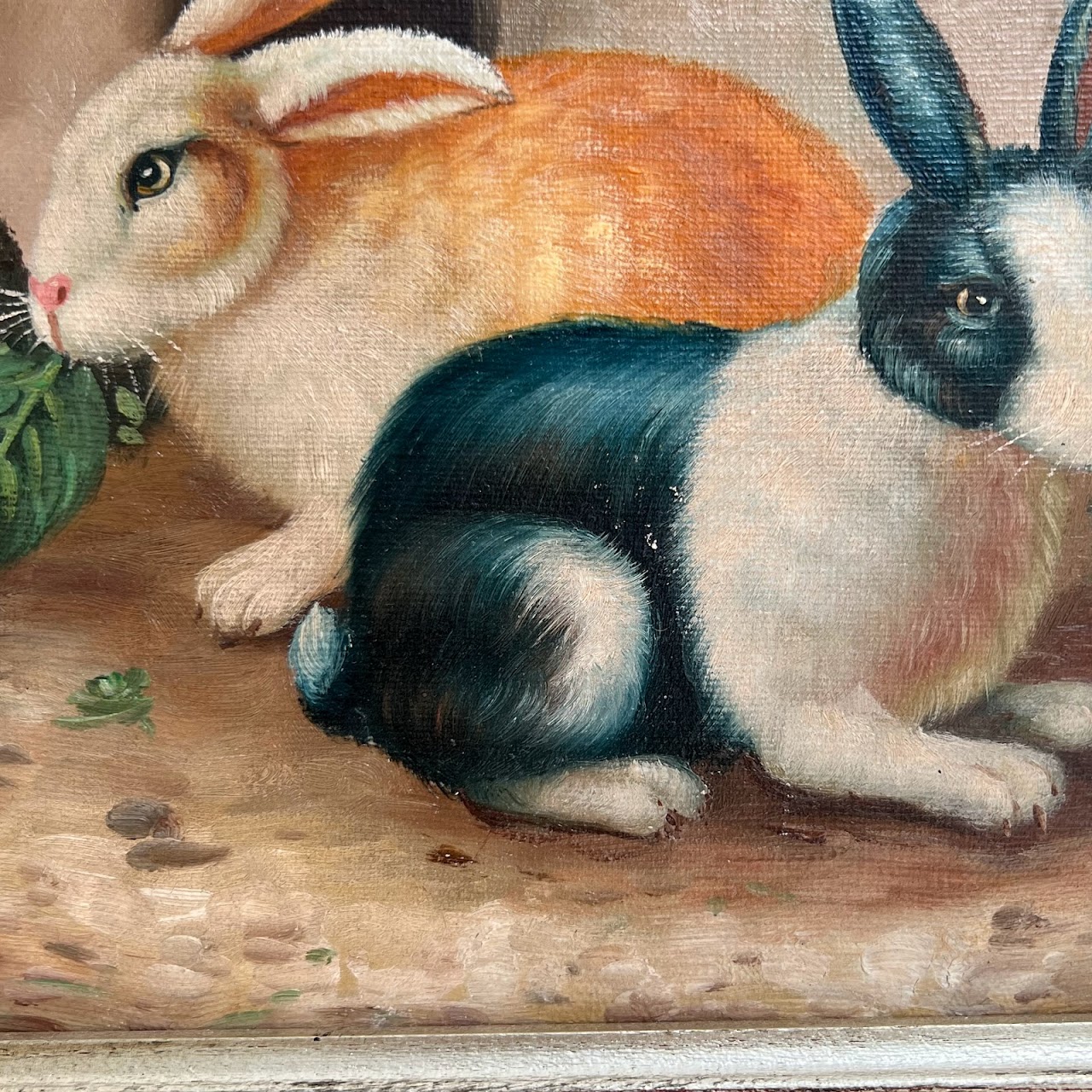 20th C. Signed Bunny Oil Painting