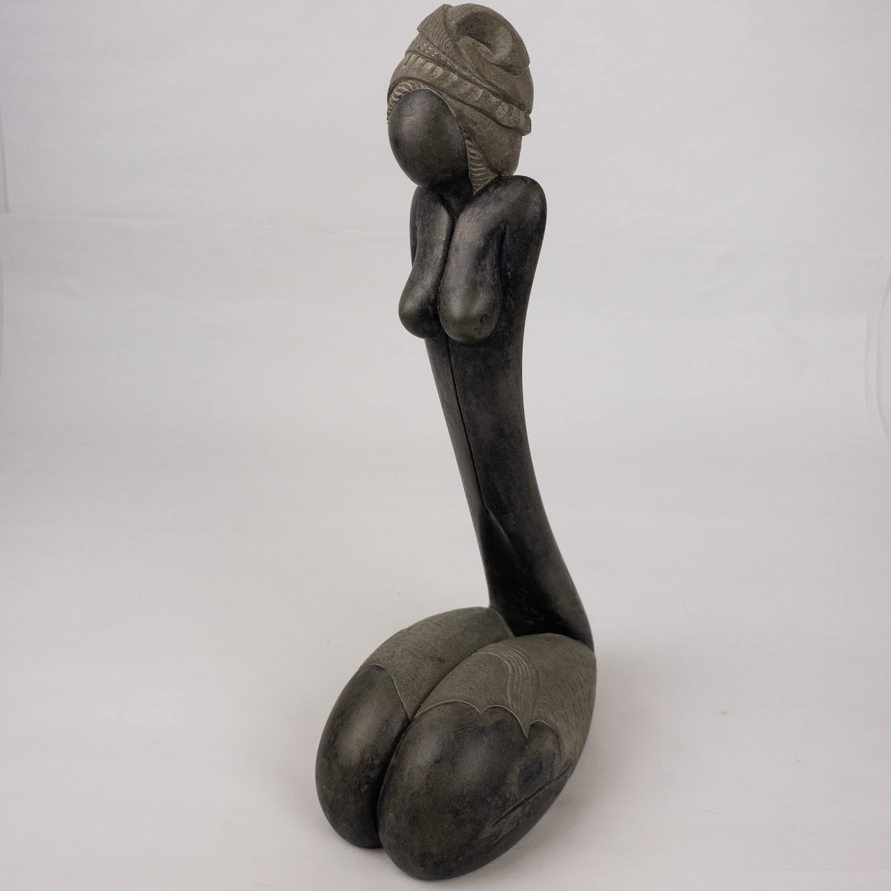 Georges Laratte Signed Kneeling Stone Sculpture