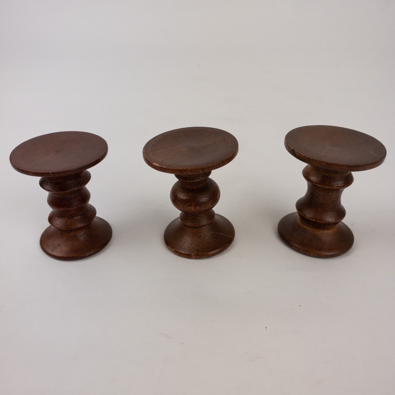 Miniature Vintage Eames Turned Stool Trio