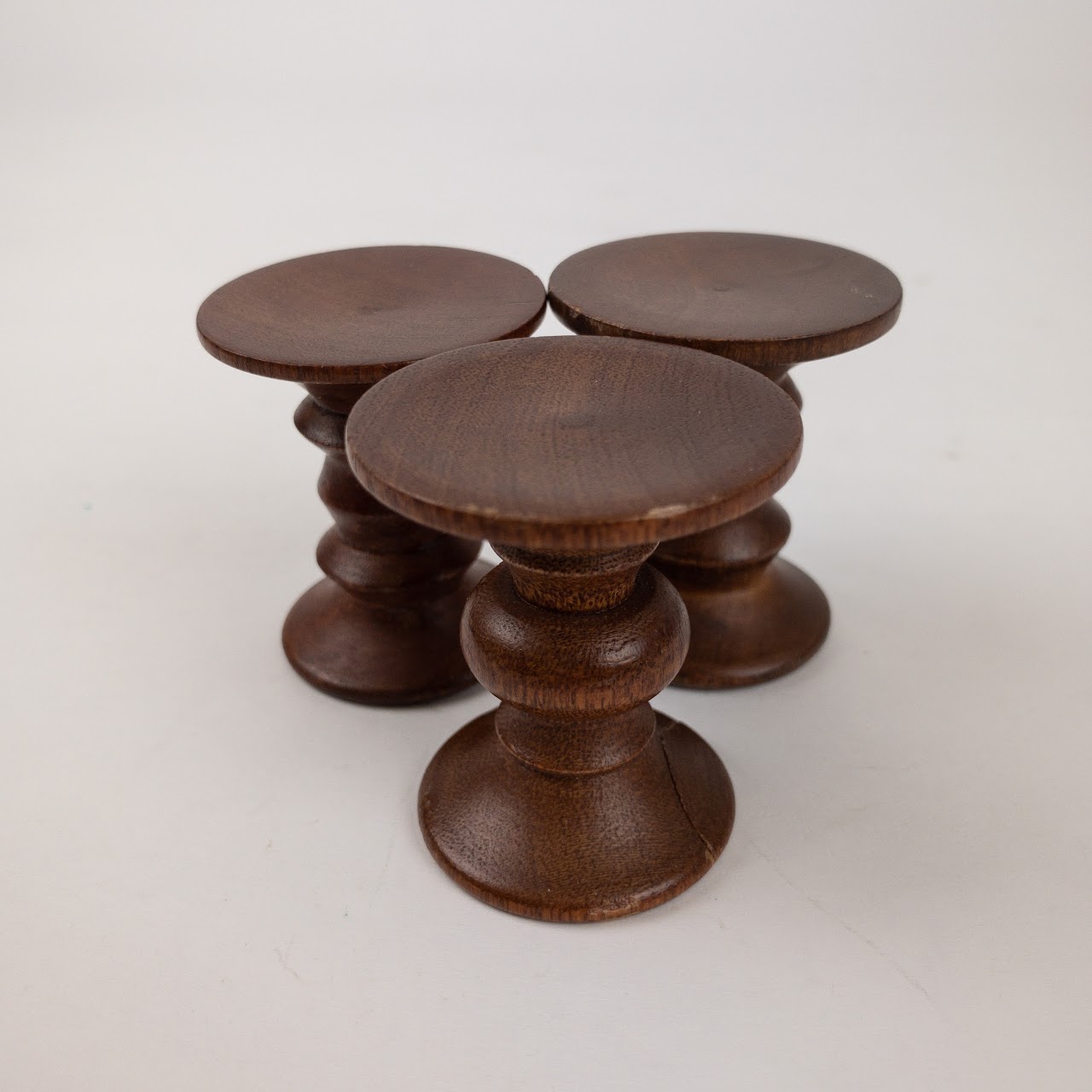 Miniature Vintage Eames Turned Stool Trio