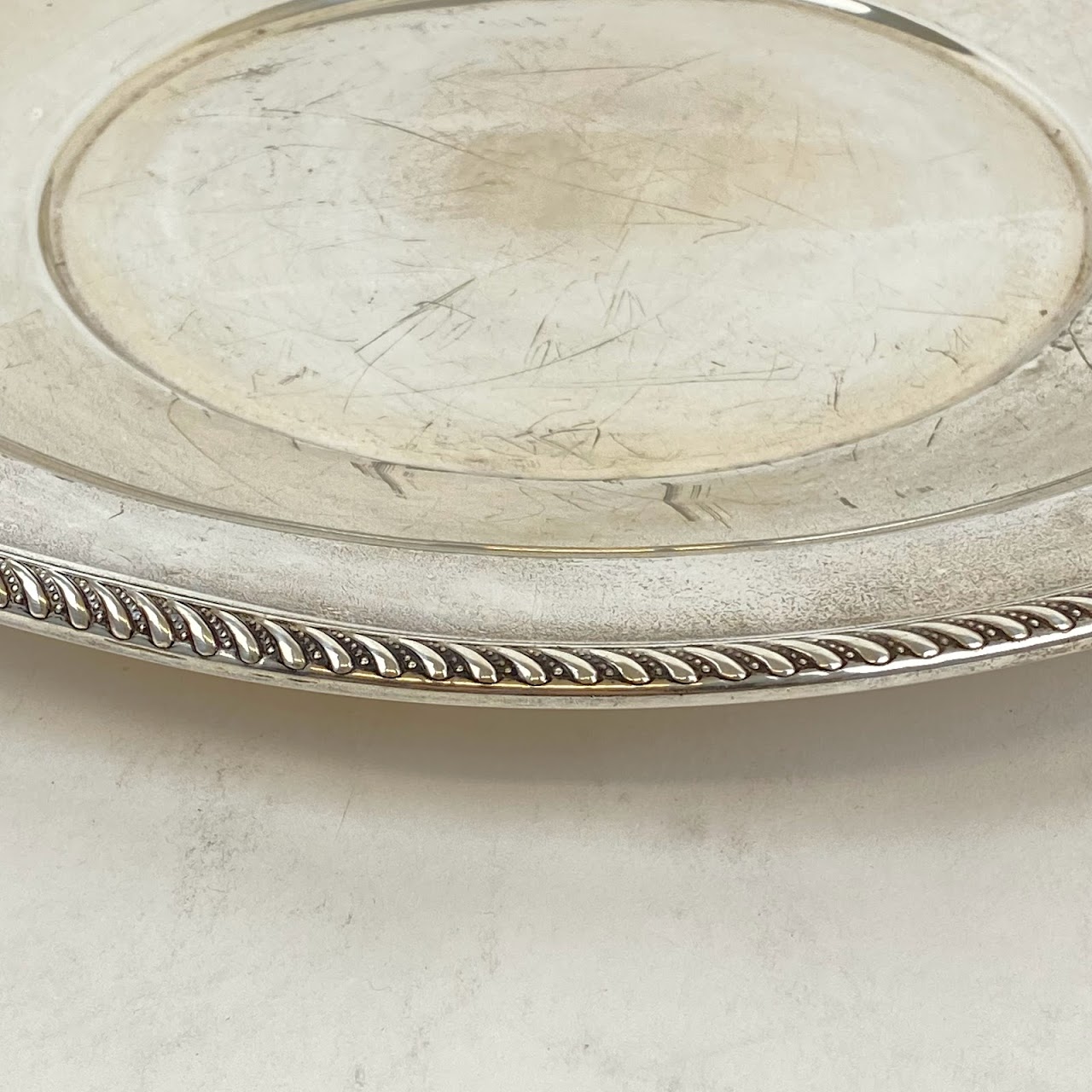 Sterling Silver Charger Tray With Edge Detail