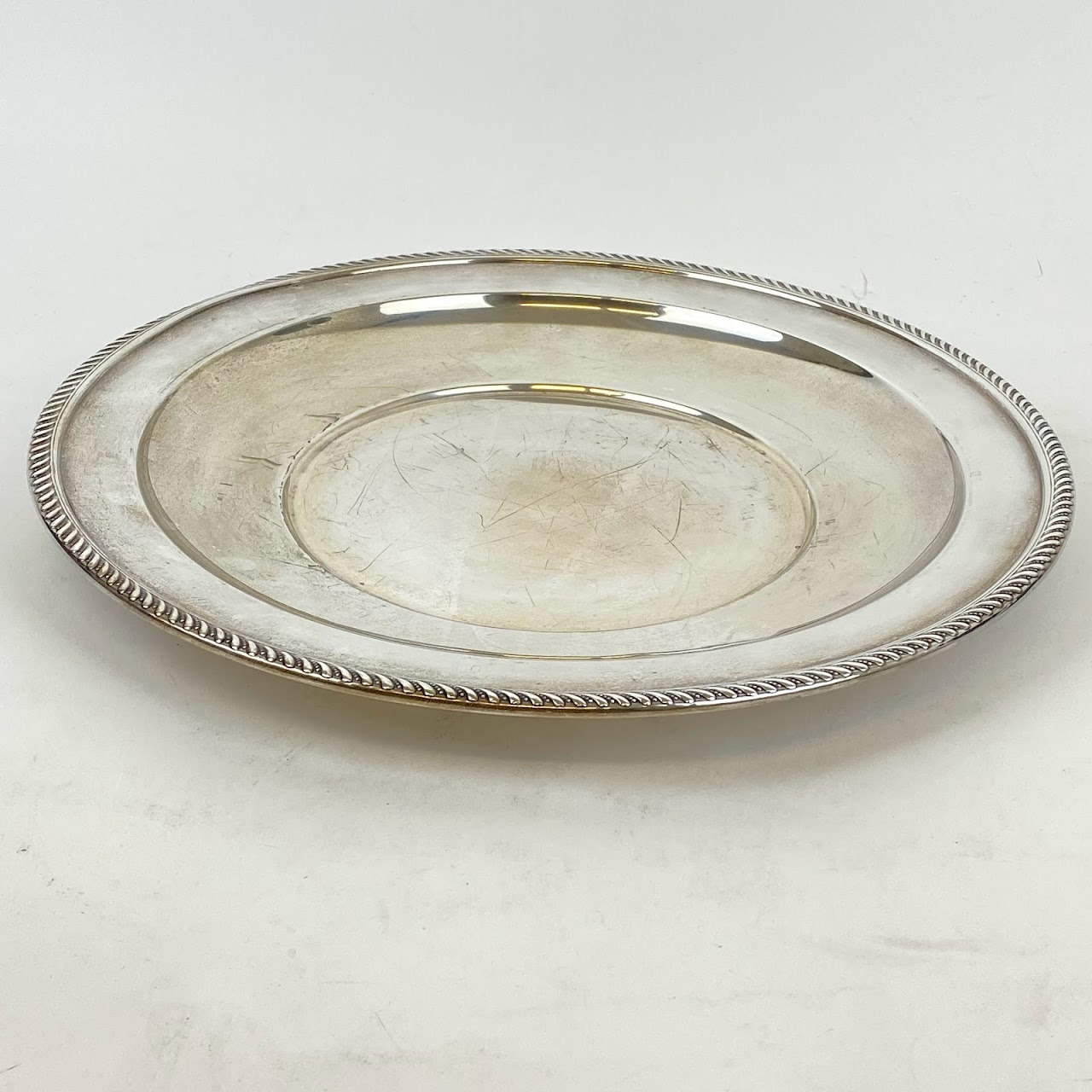 Sterling Silver Charger Tray With Edge Detail