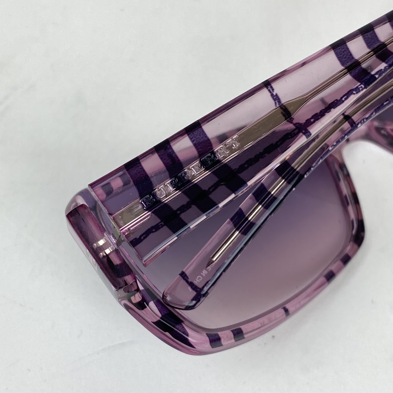 Burberry Classic Plaid Clear Purple Sunglasses