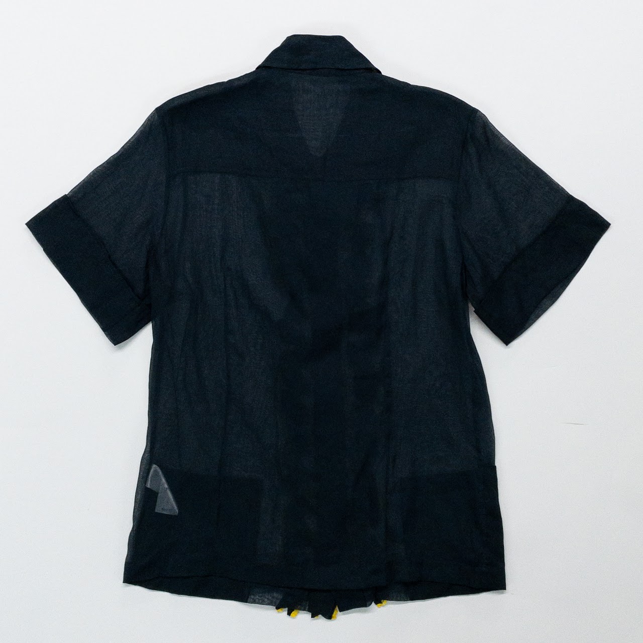 Casablanca Dark Blue Cuban Ruffle Front Silk Sample Shirt