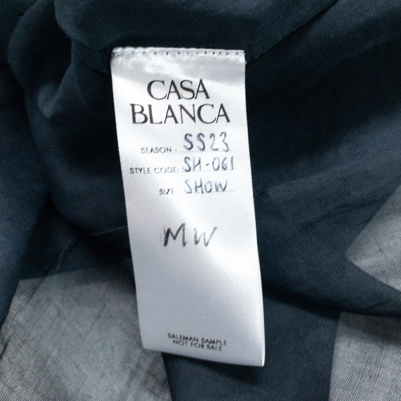 Casablanca Dark Blue Cuban Ruffle Front Silk Sample Shirt