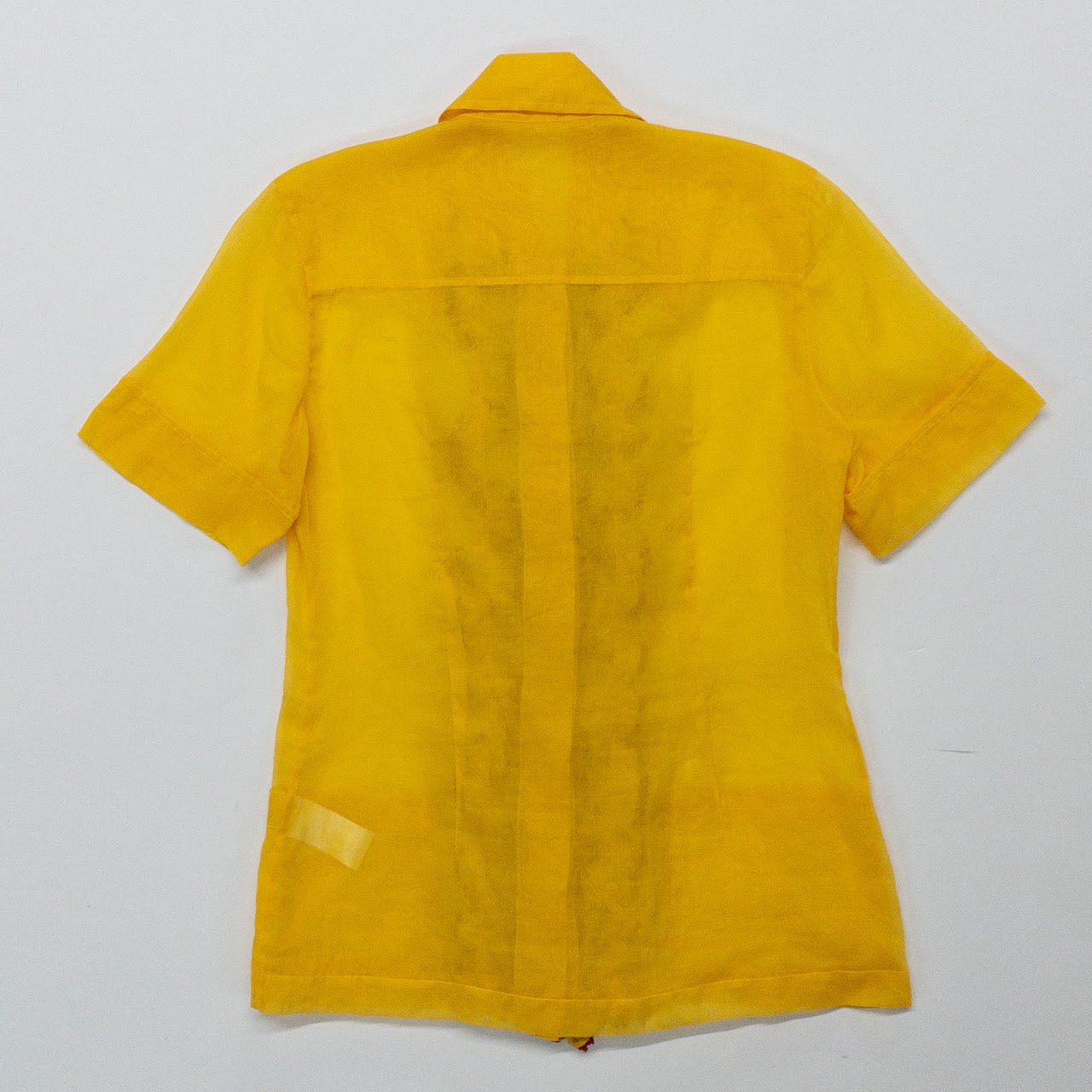 Casablanca Gold Cuban Ruffle Front Silk Sample Shirt