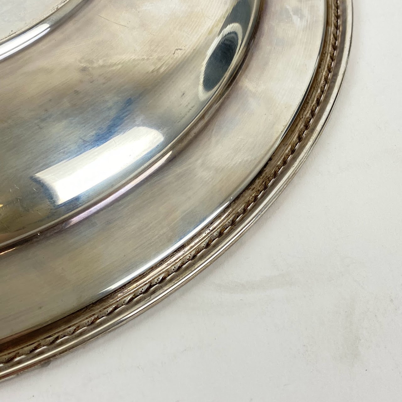 Sterling Silver Charger Tray With Edge Detail