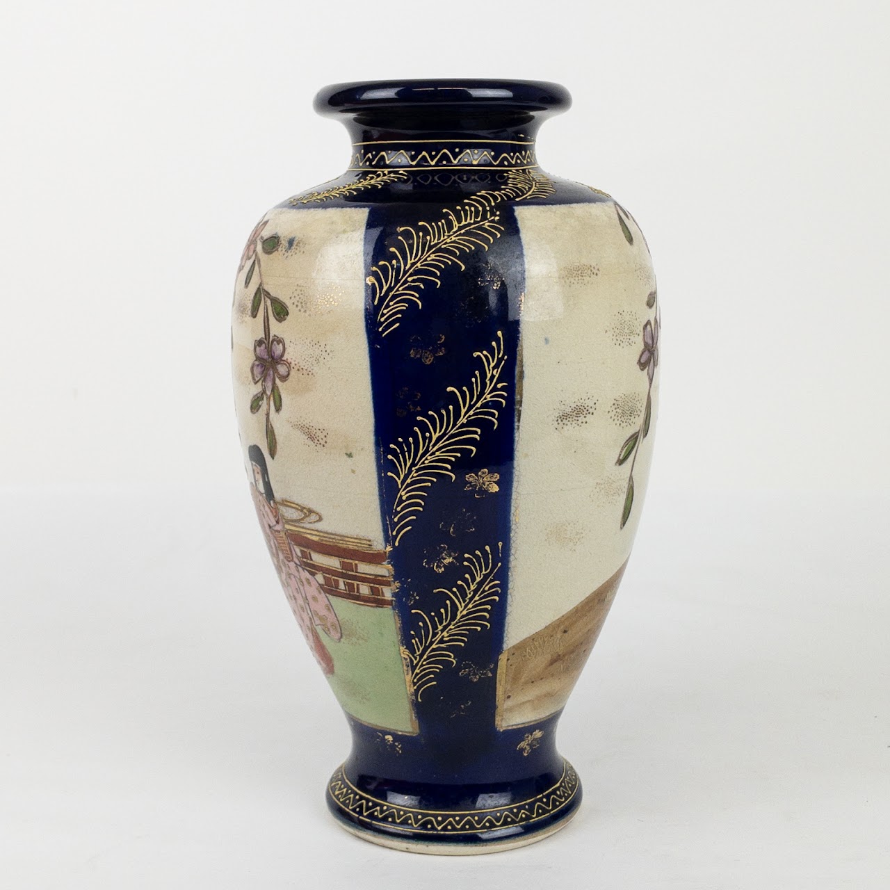 Japanese Satsuma Hand Painted Porcelain Vase