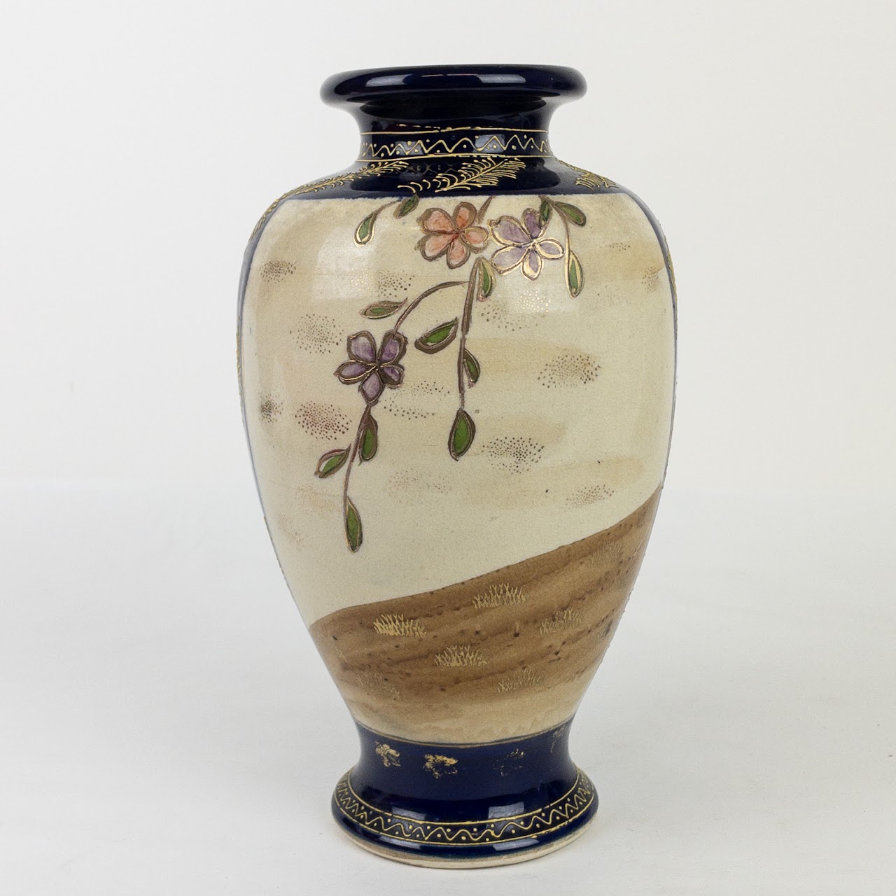 Japanese Satsuma Hand Painted Porcelain Vase