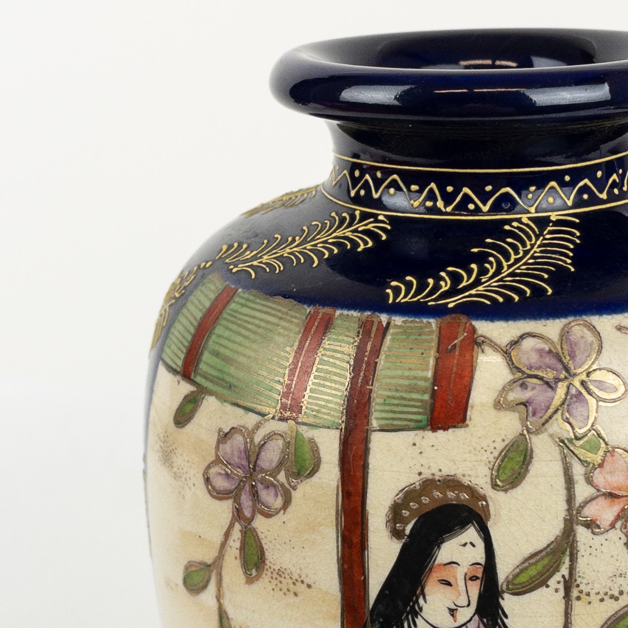 Japanese Satsuma Hand Painted Porcelain Vase