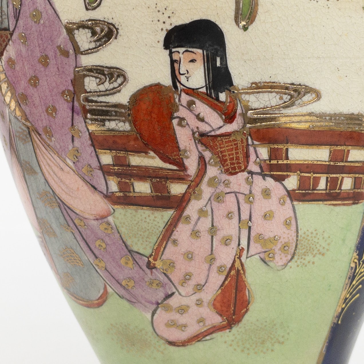 Japanese Satsuma Hand Painted Porcelain Vase