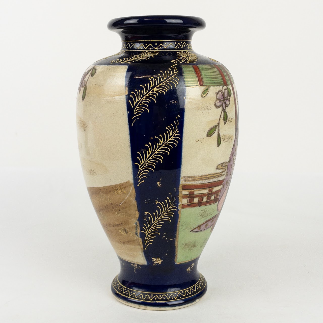 Japanese Satsuma Hand Painted Porcelain Vase