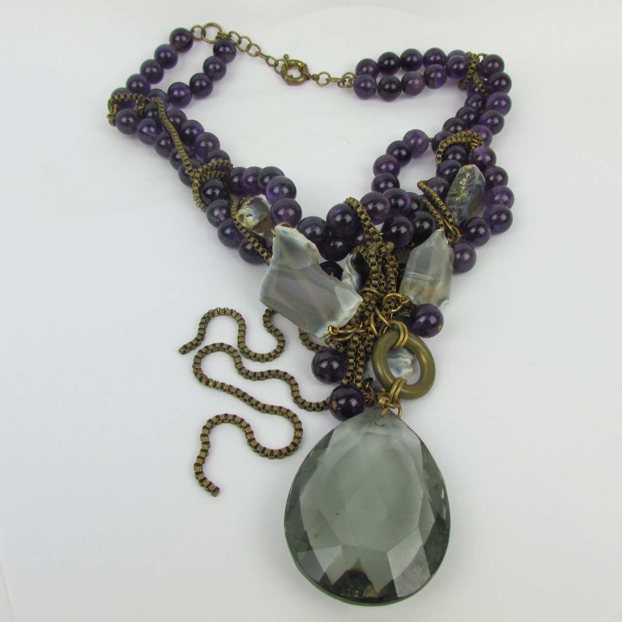 Amethyst & Geode Crystal Pendant Necklace