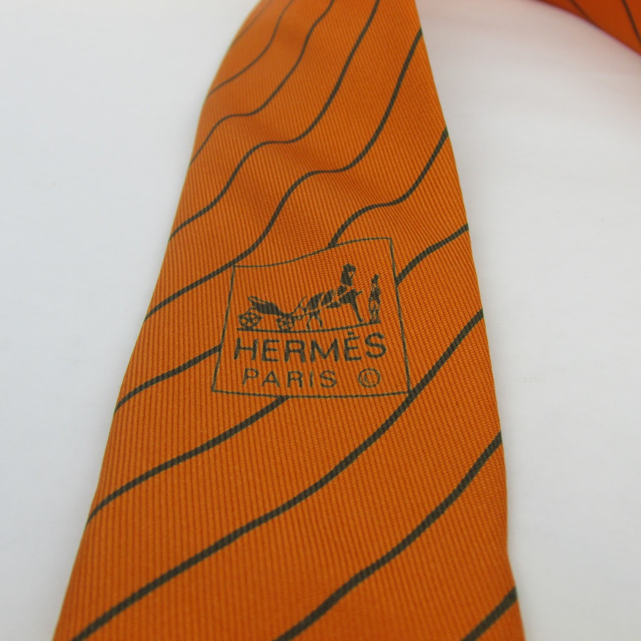 Hermès Orange Striped Tie