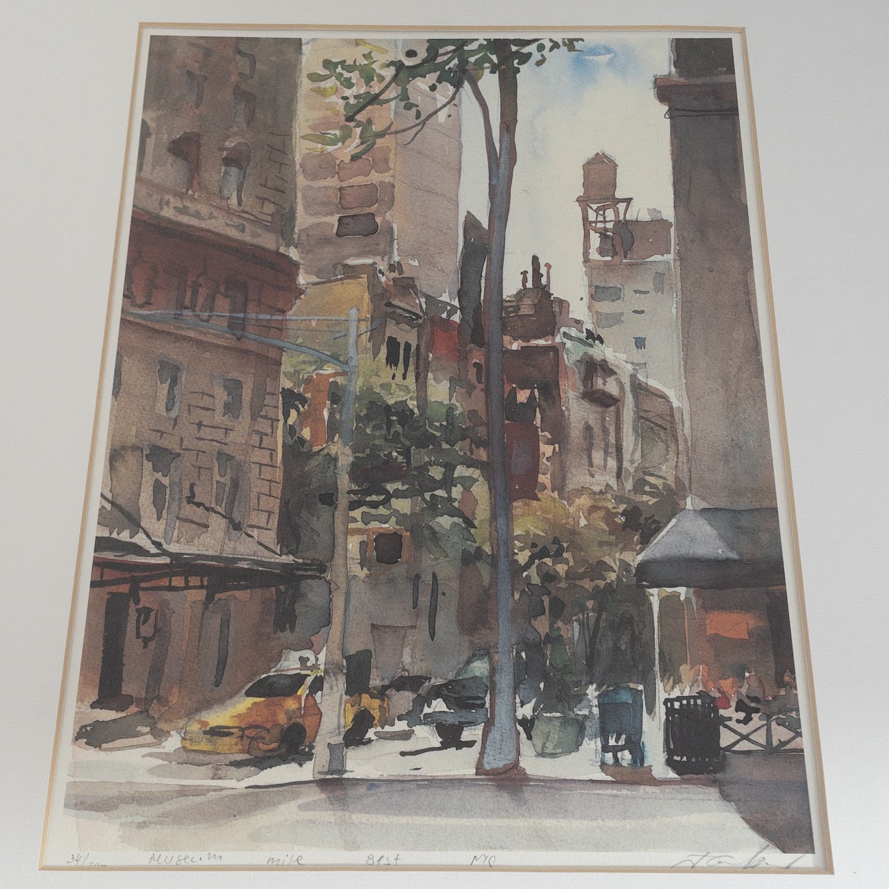 Signed 'Museum Mile, NYC' Lithograph