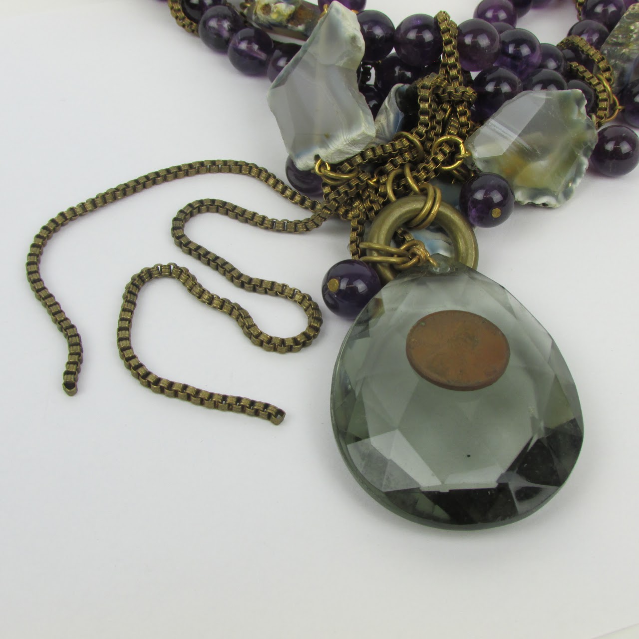 Amethyst & Geode Crystal Pendant Necklace